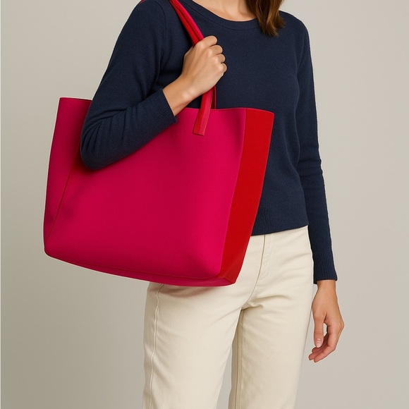 summersalt Handbags - Summersalt Red and Pink The Perfect Beach Tote